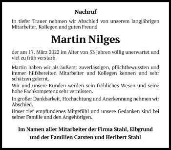 Traueranzeige von Martin Nilges von FNP