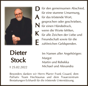 Traueranzeige von Dieter Stock von FNP
