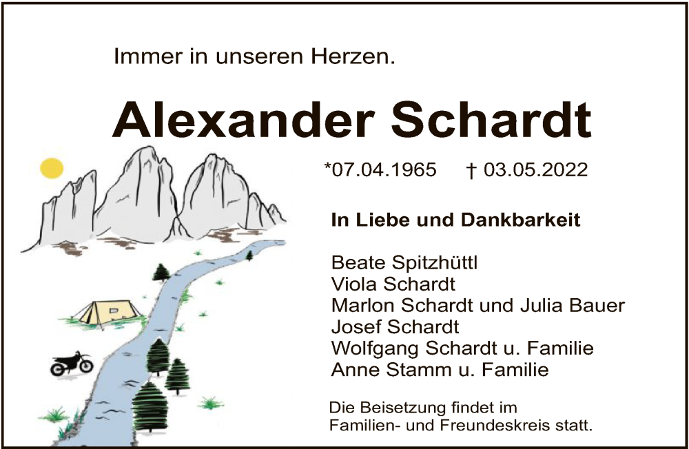  Traueranzeige für Alexander Schardt vom 09.05.2022 aus FNP
