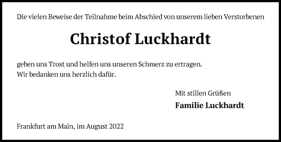 Traueranzeige von Christof Luckhardt von FNP