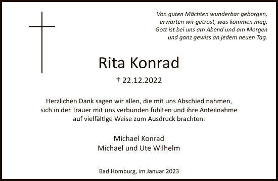 Traueranzeige von Rita Konrad von FNP