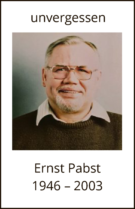 Traueranzeige von Ernst Pabst von FNP