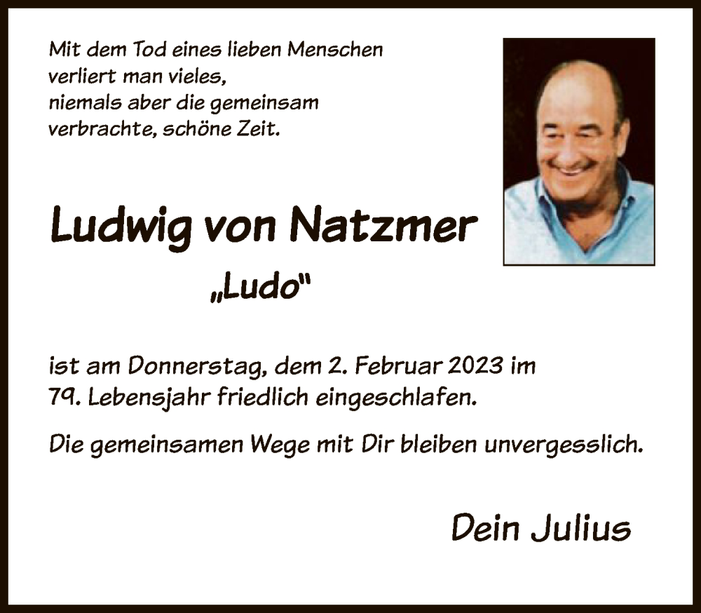  Traueranzeige für Ludwig von Natzmer vom 18.02.2023 aus FNP