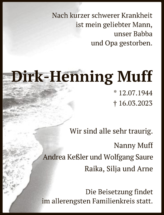 Traueranzeige von Dirk-Henning Muff von FNP