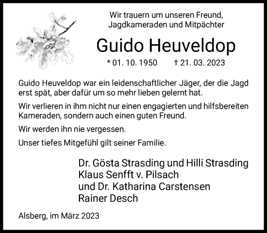 Traueranzeige von Guido Heuveldop von FNP