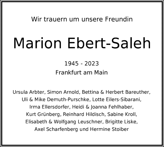 Traueranzeige von Marion Ebert-Saleh von FNP