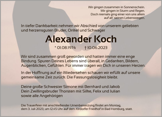 Traueranzeige von Alexander Koch von FNP