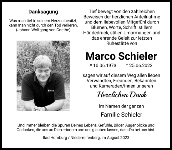 Traueranzeige von Marco Schieler von FNP