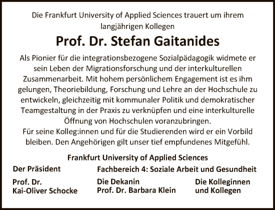 Traueranzeige von Stefan Gaitanides von FNPFNPFNP