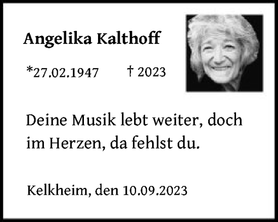 Traueranzeige von Angelika Kalthoff von FNP