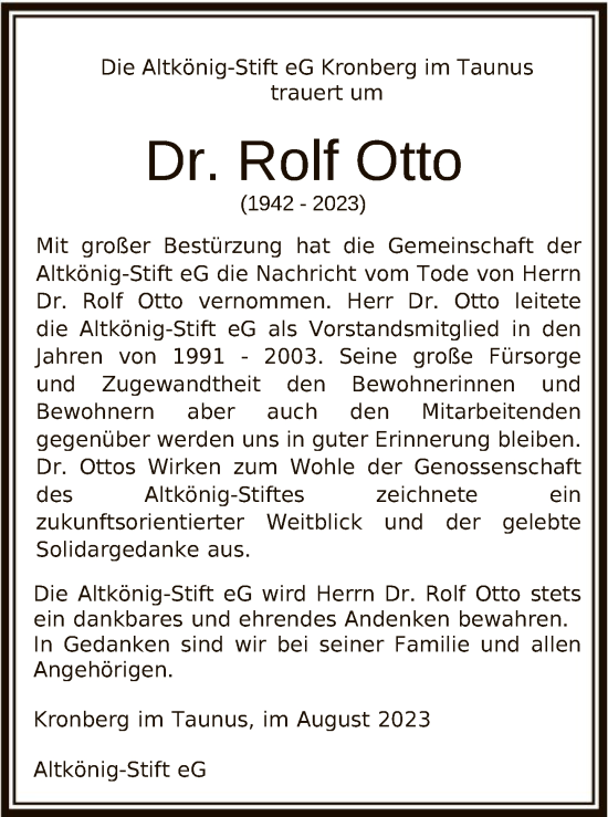 Traueranzeige von Rolf Otto von FNPFNPFNP