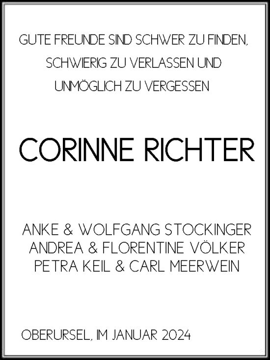 Traueranzeige von Corinne Richter von FNP