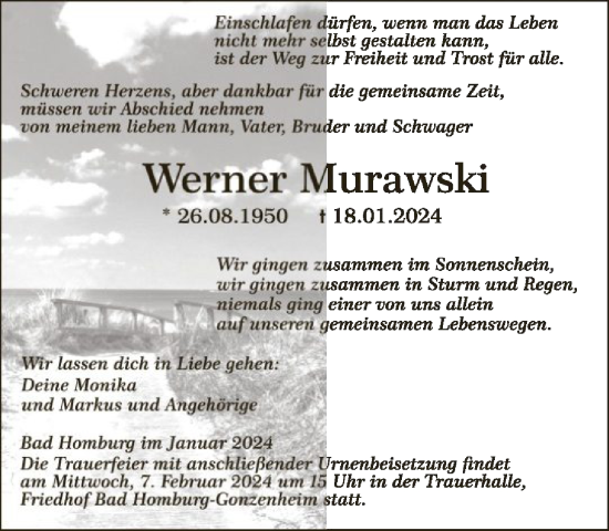 Traueranzeige von Werner Murawski von FNP