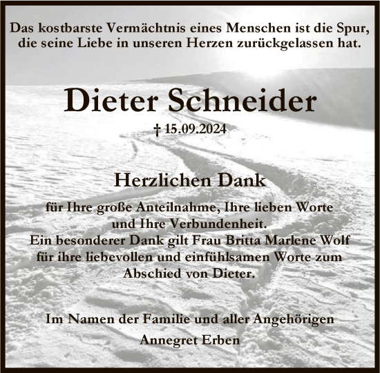 Traueranzeige von Dieter Schneider von FNP