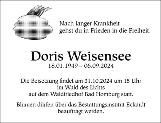 Traueranzeige von Doris Weisensee von FNP