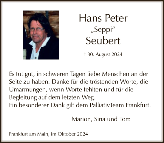 Traueranzeige von Hans Peter Seubert von FNP