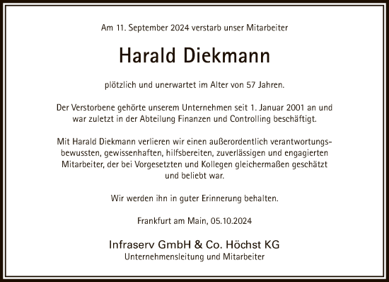 Traueranzeige von Harald Diekmann von FNP