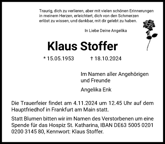 Traueranzeige von Klaus Stoffer von FNP