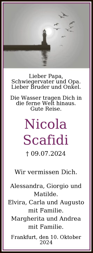 Traueranzeige von Nicola Scafidi von FNP