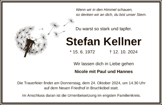 Traueranzeige von Stefan Kellner von FNP