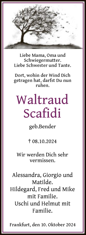 Traueranzeige von Waltraud Scafidi von FNP