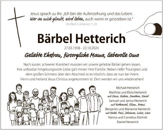 Traueranzeige von Bärbel Hetterich von FNP