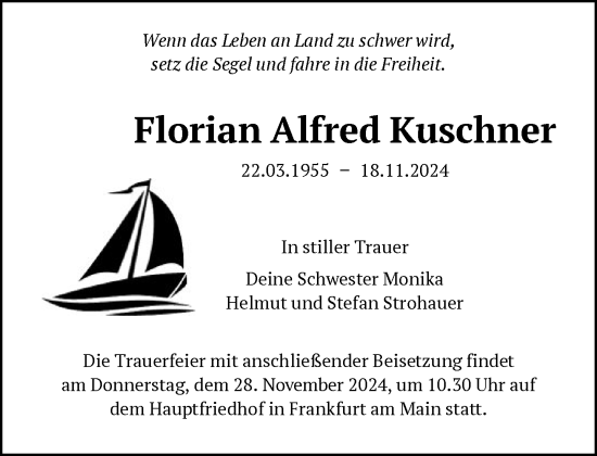 Traueranzeige von Florian Kuschner von FNP