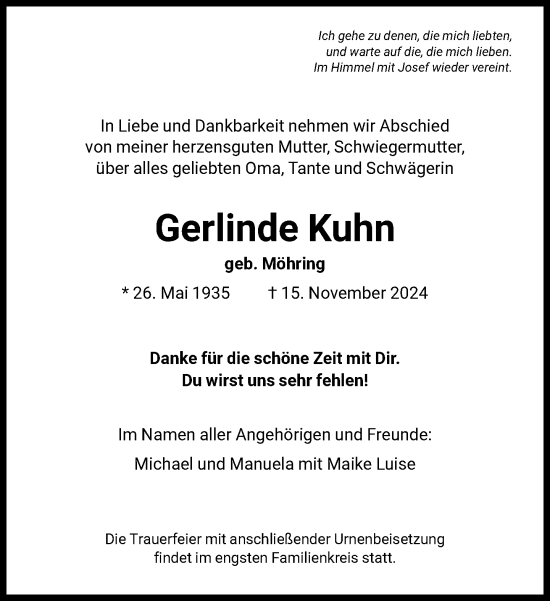 Traueranzeige von Gerlinde Kuhn von FNP