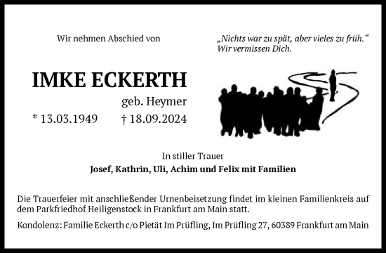 Traueranzeige von Imke Eckerth von FNP