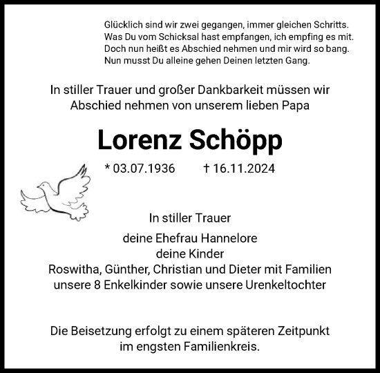 Traueranzeige von Lorenz Schöpp von FNP