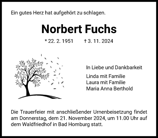 Traueranzeige von Norbert Fuchs von FNP