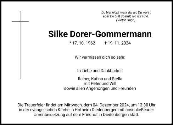 Traueranzeige von Silke Dorer-Gommermann von FNP