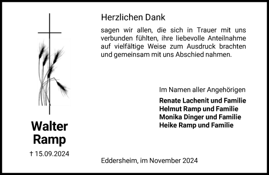 Traueranzeige von Walter Ramp von FNP