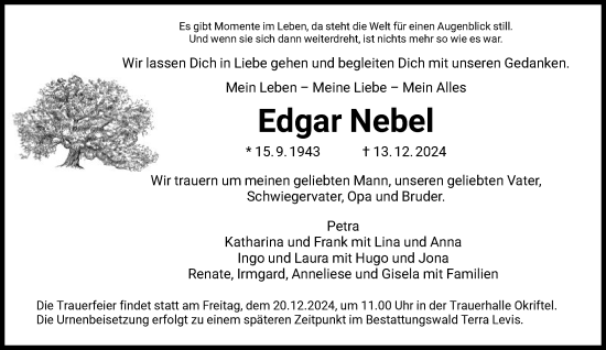 Traueranzeige von Edgar Nebel von FNP