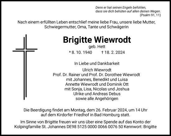 Traueranzeige von Brigitte Wiewrodt von FNP