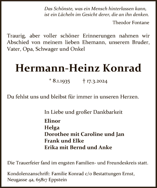 Traueranzeige von Hermann-Heinz Konrad von FNP