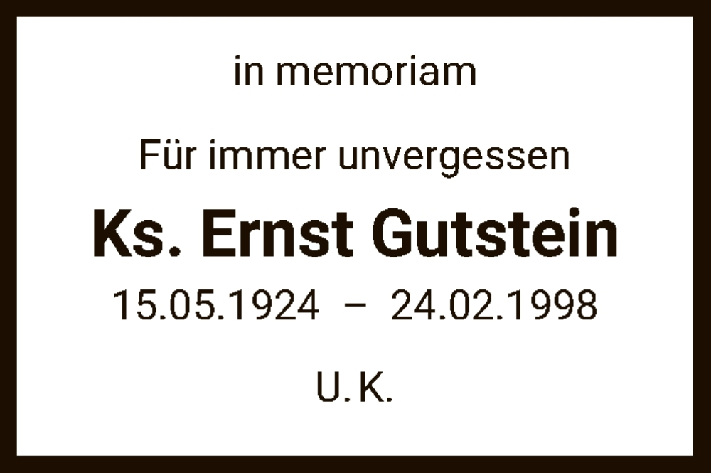  Traueranzeige für Ernst Gutstein vom 25.05.2024 aus FNP