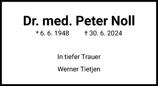 Traueranzeige von Peter Noll von FNP