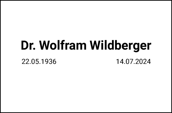Traueranzeige von Wolfram Wildberger von FNP