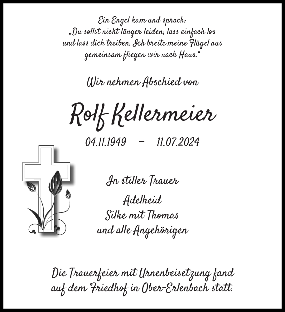  Traueranzeige für Rolf Kellermeier vom 07.08.2024 aus 