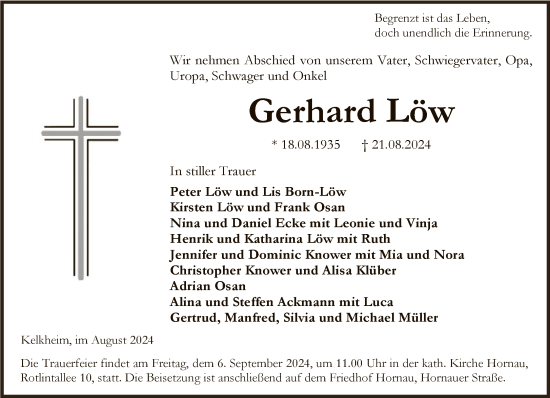Traueranzeige von Gerhard Löw von FNP