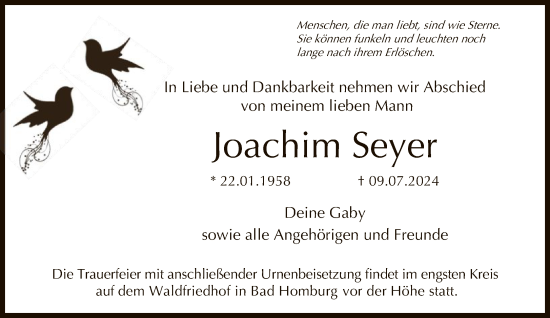 Traueranzeige von Joachim Seyer von FNP