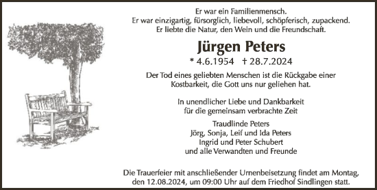 Traueranzeige von Jürgen Peters von FNP