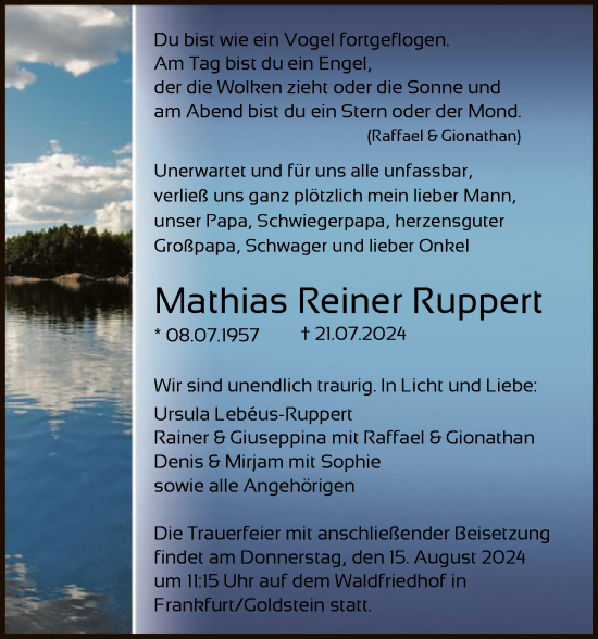 Traueranzeige von Mathias Reiner Ruppert von FNP