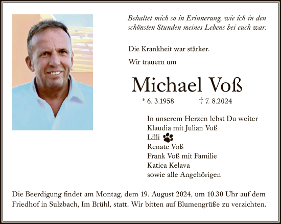 Traueranzeige von Michael Voß von FNP