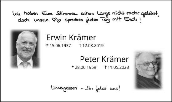 Traueranzeige von Peter Krämer von FNP
