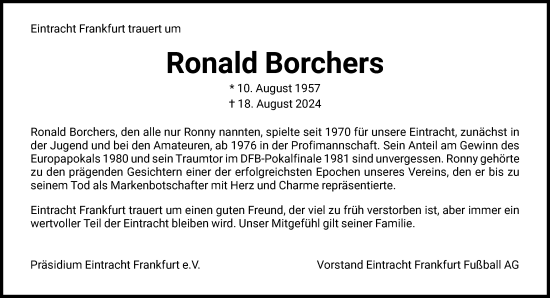 Traueranzeige von Ronald Borchers von FNP