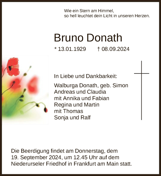 Traueranzeige von Bruno Donath von FNP