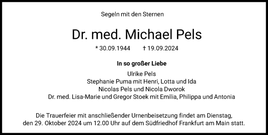 Traueranzeige von Michael Pels von FNP