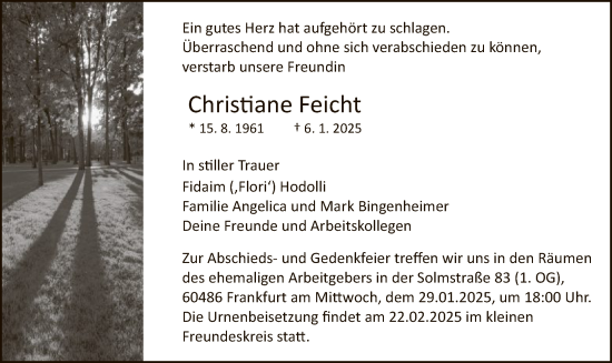 Traueranzeige von Christiane Feicht von FNP